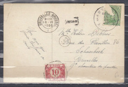 Postkaart Van Namur 1 Namen Naar Brussel 1A Bruxelles Met Taksstempel - Lettres & Documents