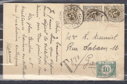 Postkaart Van Sombreffe Naar Gand Met Taksstempel - Lettres & Documents