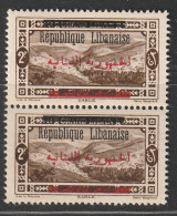 GRAND LIBAN - N°102 En Paire ** (1928) 2pi Sépia - Neufs