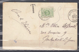 Postkaart Van Waterloo Naar Molenbeek St Jean Met Taksstempel - Covers & Documents