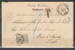 Postkaart Van Bruxelles 5 Naar Liege Met Taksstempel - Storia Postale