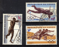 W013 Congo 1964 Tokyo Olympi Games 5F-8F-10Frs (short Set) Used - Autres & Non Classés