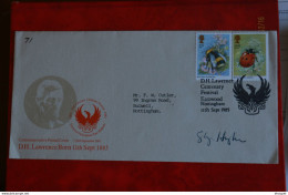 11 SEPTEMBRE 1985 COMMEMORATIVE POSTAL COVER DH LAWRENCE BORN 11TH SEPT 1855 - 1981-1990 Em. Décimales