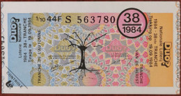 Billet De Loterie Nationale Belgique 1984 38e Tranche De L'Automne - 19-9-1984 - Biglietti Della Lotteria