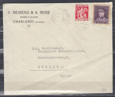 Brief Van Charleroi Naar Zurich (Zwitserland) - 1931-1934 Mütze (Képi)