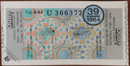 Billet De Loterie Nationale Belgique 1984 39e Tranche De L'Astronautique - 26-9-1984 - Biglietti Della Lotteria