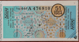 Billet De Loterie Nationale Belgique 1984 51e Tranche De L'Hiver - 19-12-1984 - Billetes De Lotería