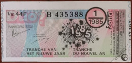Billet De Loterie Nationale Belgique 1985 1er Tranche Du Jour De L'An - 2-1-1985 - Billetes De Lotería