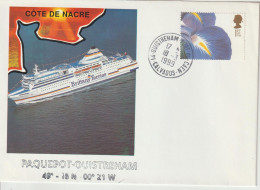 Paquebot Ouistreham Avec Timbre Anglais Oblitération Ouistreham Port De Caen 1999 - Correo Marítimo