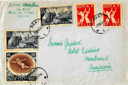 POLONIA POLAND POLSKA - 1957 PILA Busta Con 5 Francobolli (basketball, Scherma, Navi) Viaggiata Per Svizzera - 5436 - Brieven En Documenten