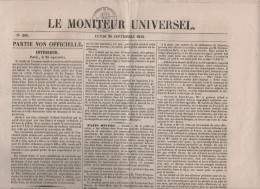 LE MONITEUR UNIVERSEL 26 09 1842 - DOUANES USA - DECES DUC D'ORLEANS - EQUARRISSEURS - LOCLE - SAINT TROPEZ - AIX - LYON - 1800 - 1849