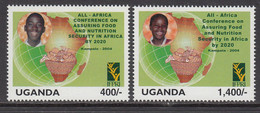 2004 Uganda Food And Nutrition Safety Children's Health Map Complete Set  Of 2 MNH - Ouganda (1962-...)