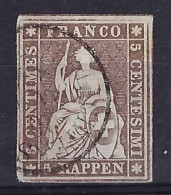 SUISSE Ca. 1855: Le ZNr. 22C Obl. CAD, Forte Cote - Usati