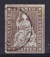 SUISSE Ca. 1855: Le ZNr. 22C Obl. CAD, Forte Cote - Gebraucht