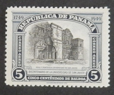 PANAMA YT PA 109 NEUF**MNH" BICENTENAIRE DE L UNIVERSITE SAINT FRANCOIS XAVIER" ANNÉE 1949 - Panama