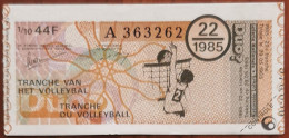 Billet De Loterie Nationale Belgique 1985 22e Tranche Du Volleyball - 29-5-1985 - Billetes De Lotería