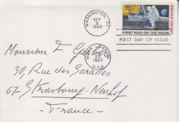 2 Lettres Obl. Washington DC Le 9 Sep 1969 Sur PA 73 1° Homme Sur La Lune + Moon Landing 20 Jul 69 Pour La France - Covers & Documents