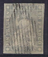 SUISSE Ca.1855: Le ZNr. 27C Obl. Grille, Léger Pli, Forte Cote - Used Stamps