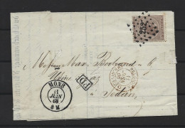 Fact WASMES 1868 Pour SEDAN  Societe Du Charbonnage Oblit 252  MONS  8M  "PD" Belgique  Amb Givet - Other & Unclassified