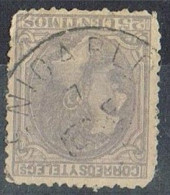 Sello 25 Cts Alfonso XII, Fechador Trebol BENICARLÓ (castellon), Edifil Num 204 º - Usados