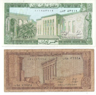 2 Billets De Banque / LIBAN/Banque Du Liban/ 1 Et 5 Livres/l'un Neuf, L'autre Usagé/ Date ?     BILL248 - Líbano