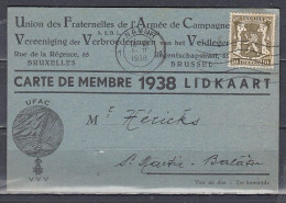 Lidkaart Van Union Des Fraternelles De L'Armée De Campagne Namur 1 - 1935-1949 Kleines Staatssiegel