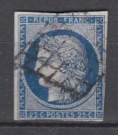 France Cérès "repub Franc" 25 C Bleu - 1849-1850 Cérès