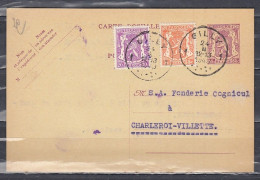 Postkaart Van Gilly 1 Naar Charleroi Villette - 1935-1949 Piccolo Sigillo Dello Stato