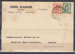Kaart Van Eupen Kneipf Naar Deynze - 1935-1949 Petit Sceau De L'Etat
