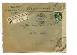 SUISSE Genève 1918- Affranchissement 50 Helvetia Sur Lettre Recommandée  + Censure - Postmark Collection