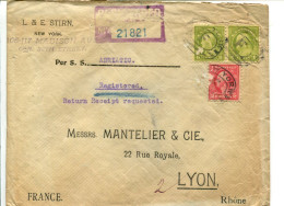 Etats Unis 1915 Affranchissement Sur Lettre Recommandée Pour La France (déf.) Paquebot Adriatic - Postal History