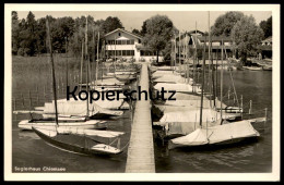 ALTE POSTKARTE SEGLERHAUS CHIEMSEE SEBELBOOTE STEG STEMPEL PRIEN 1951 Segelboot Hafen AK Ansichtskarte Postcard Cpa - Chiemgauer Alpen