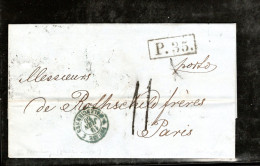 1860" C.PETERSBURG " Sehr Klar , Rücks. , Ra.  "P.35 "  An Bankhaus Gebr. Rothschild ,Paris, Rs POSTE RESTANTE  #1467 - ...-1857 Voorfilatelie