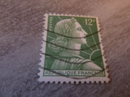 Marianne De Muller - 12f. - Yt 1010 - Vert-jaune - Oblitéré - Année 1955 - - 1955-1961 Marianne Of Muller