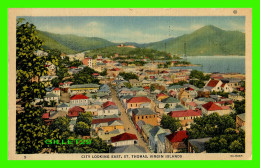 ST THOMAS, VIRGIN ISLANDS - CITY LOOKING EAST - TRAVEL IN 1957 - THE ART SHOP - - Virgin Islands, US