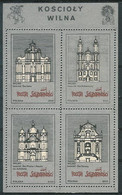 Poland SOLIDARITY (S229): Churches Of Vilnius (block 1 Silver) - Solidarnosc-Vignetten