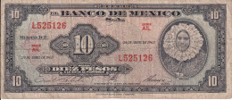 BILLETE DE MEXICO DE 10 PESOS DEL AÑO 1963 (BANKNOTE) - Mexique