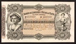 Uruguay 10 Pesos 01 01 1883 AU-UNC Pick# S 242r Lotto 2787 - Uruguay