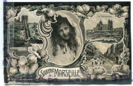 - Souvenir De MARSEILLE - Multi Vues, 4 Vues + Portrait, Ascenseur, Carte Rare, écrite, 1908, Scans.; - Ohne Zuordnung