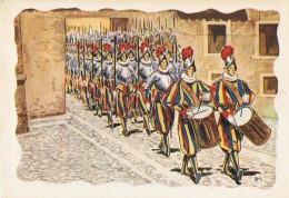 CPM..LES CORPS ARMES PONTIFICAUX.. DEFILE DES GARDES SUISSES..ROME..VATICAN..2 SCANS - Vatican