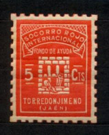 EMISIONES LOCALES , JAÉN - TORREDONJIMENO , FES. 1 ** , SOCORRO ROJO INTERNACIONAL , FONDO DE AYUDA - Spanish Civil War Labels