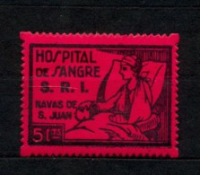 EMISIONES LOCALES , JAÉN - NAVAS DE SAN JUAN  , FES. 2 ** , SOCORRO ROJO INTERNACIONAL , HOSPITAL DE SANGRE - Spanish Civil War Labels