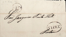 1843 Portugal Carta Pré-filatélica VIS 7 «VIZEU» Sépia - ...-1853 Prephilately