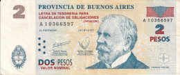 BILLETE DE ARGENTINA DE LA PROVINCIA DE BUENOS AIRES DE 2 PESOS DEL AÑO 2002 (BANKNOTE) DARDO ROCHA - Argentine