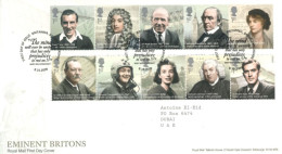 GREAT BRITAIN  - 2009, FIRST DAY COVER STAMPS OF EMINENT BRITONS. - Covers & Documents