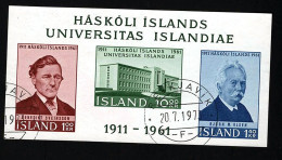 1961 University  Michel IS BL3 Stamp Number IS 344a Yvert Et Tellier IS BF3 Stanley Gibbons IS MS391 Used - Hojas Y Bloques