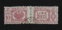 ITALY 1946, Parcel, 10 Lire, Lilac, Mi #P64, Used, CV: €120 - Colis-postaux