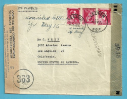 528 Op Brief Stempel LEUVEN Met Naamstempel BEAUVECHAIN Naar U.S.A., Dubbel Censuur CONTROLE + EXAMINED BY... - Oorlog 40-45 (Brieven En Documenten)