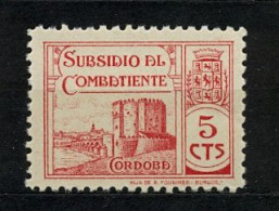 EMISIONES LOCALES , CÓRDOBA , FES. 32 ** , SUBSIDIO AL COMBATIENTE - Spanish Civil War Labels