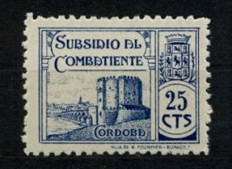 EMISIONES LOCALES , CÓRDOBA , FES. 34 * , SUBSIDIO AL COMBATIENTE - Spanish Civil War Labels
